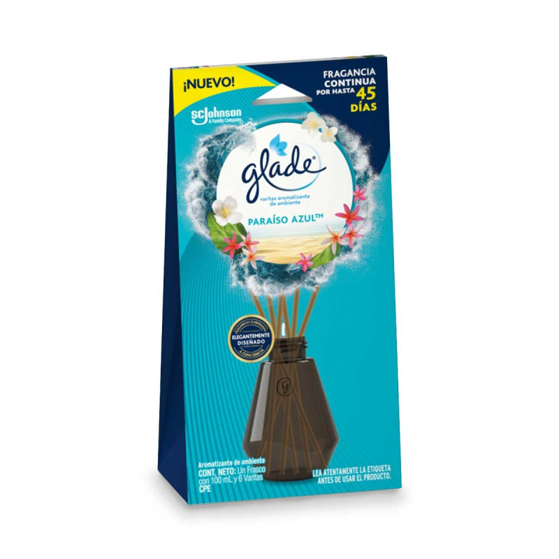 Ambientador Glade Varita Paraiso Azul 100 Ml